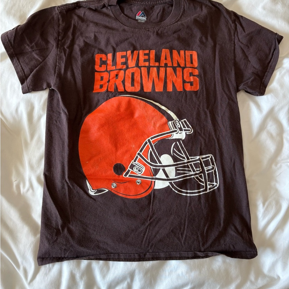NFL Team Apparel Cleveland Browns Short Sleeve Size Small Logo Brown and Orange
